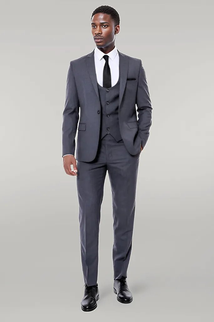Abito da uomo antracite tinta unita slim fit - Wessi