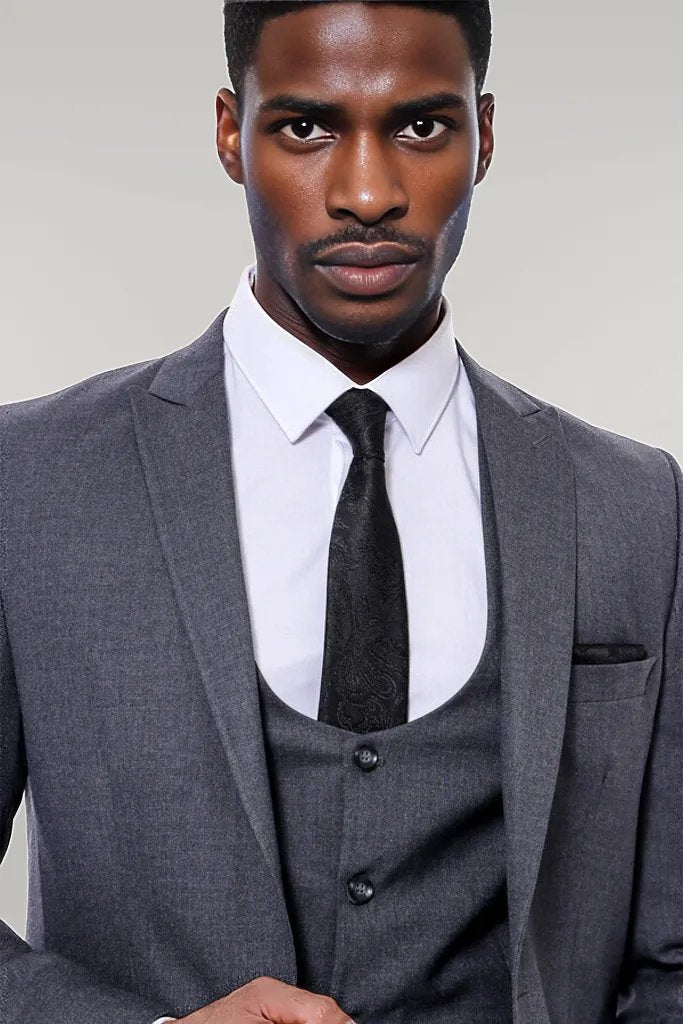 Abito da uomo antracite tinta unita slim fit - Wessi