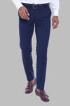 Plain Slim Fit Navy Blue Men Pants - Wessi