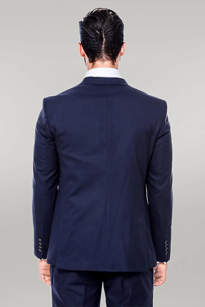 Navy Blue Patterned Suit