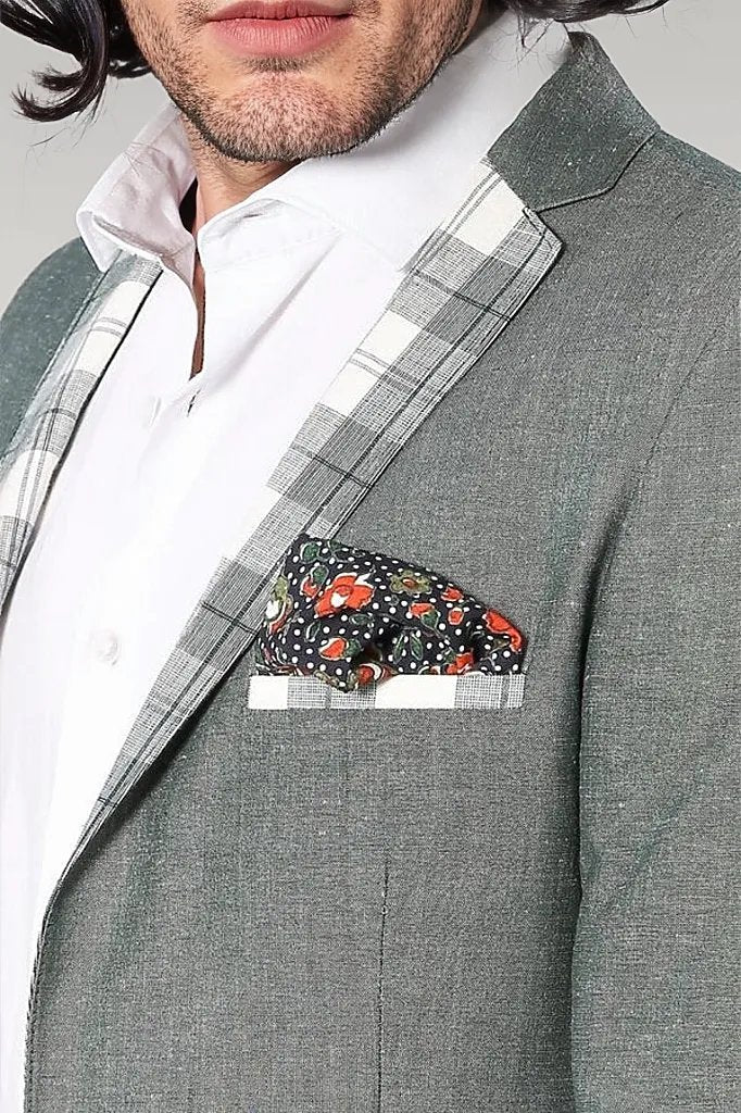 Blazer in lino da uomo scozzese con tasca e colletto - Wessi
