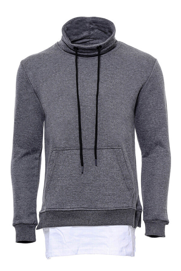 T-Shirt Col Point Détaillé Sweat Homme Gris Foncé - Wessi