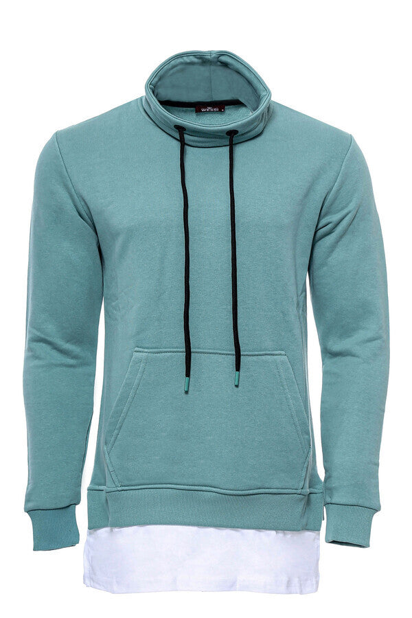T-Shirt Col Pointé Sweat Homme Vert Détaillé - Wessi