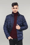 Quilted Navy Blue Men Winter Coat - Wessi