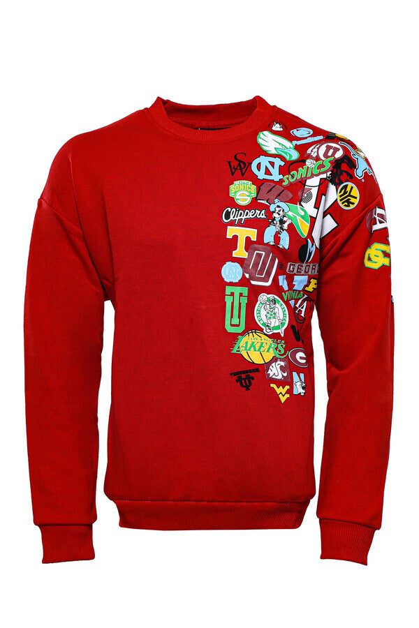 Sweat Imprimé Col Rond Rouge - Wessi