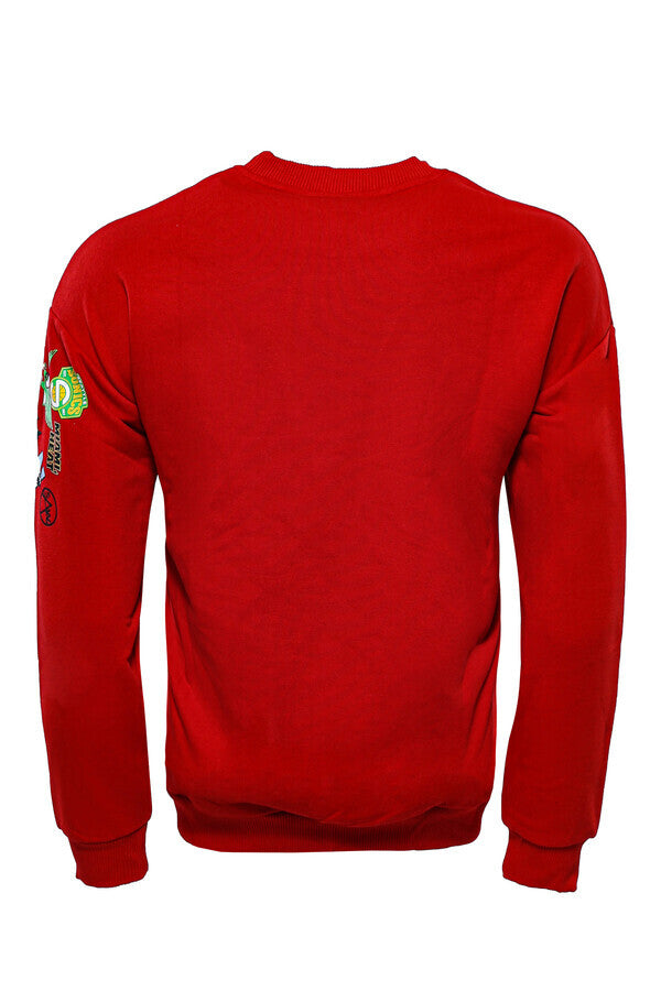 Red Crew Neck Printed Sweatshirt - Wessi