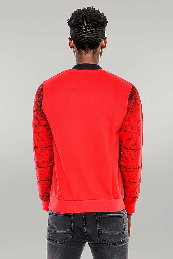 Red Eagle Patterned Slim Fit Sweatshirt - Wessi