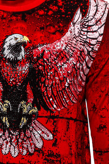 Felpa slim fit con fantasia aquila rossa - Wessi