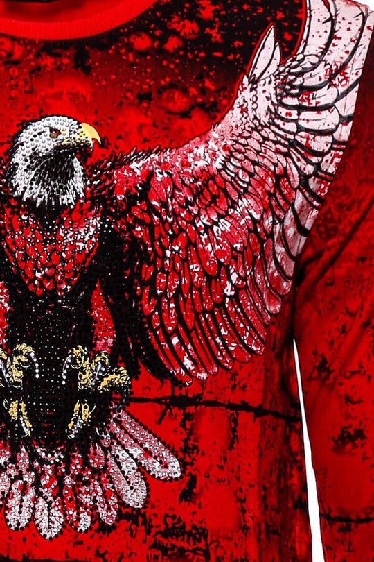 Felpa slim fit con fantasia aquila rossa - Wessi