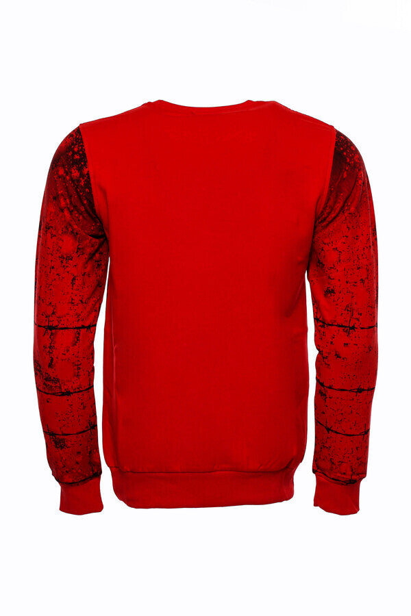 Red Eagle Patterned Slim Fit Sweatshirt - Wessi