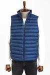Reversible Quilted Standing Collar Blue Men Down Vest - Wessi