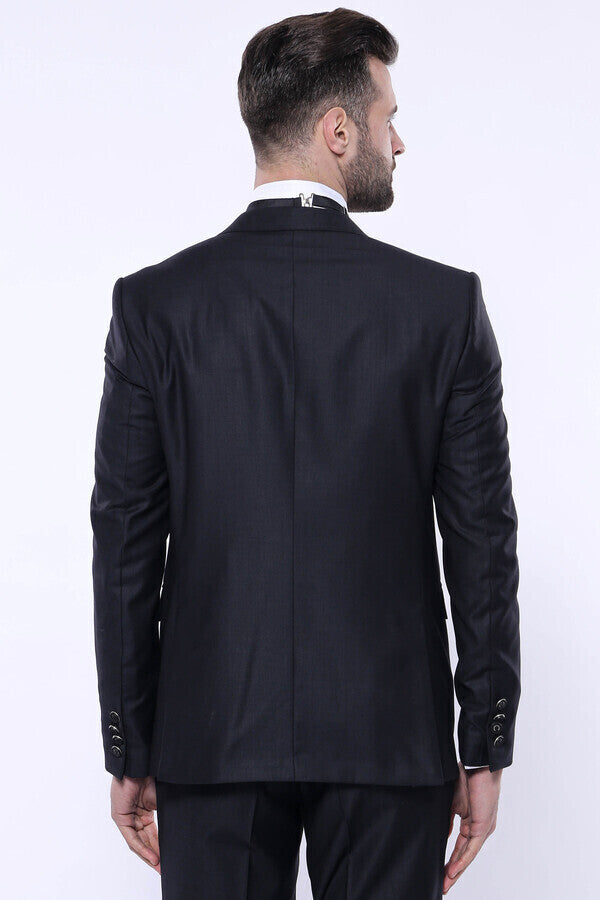 Satin Detailed Dark Grey Tuxedo  | Wessi