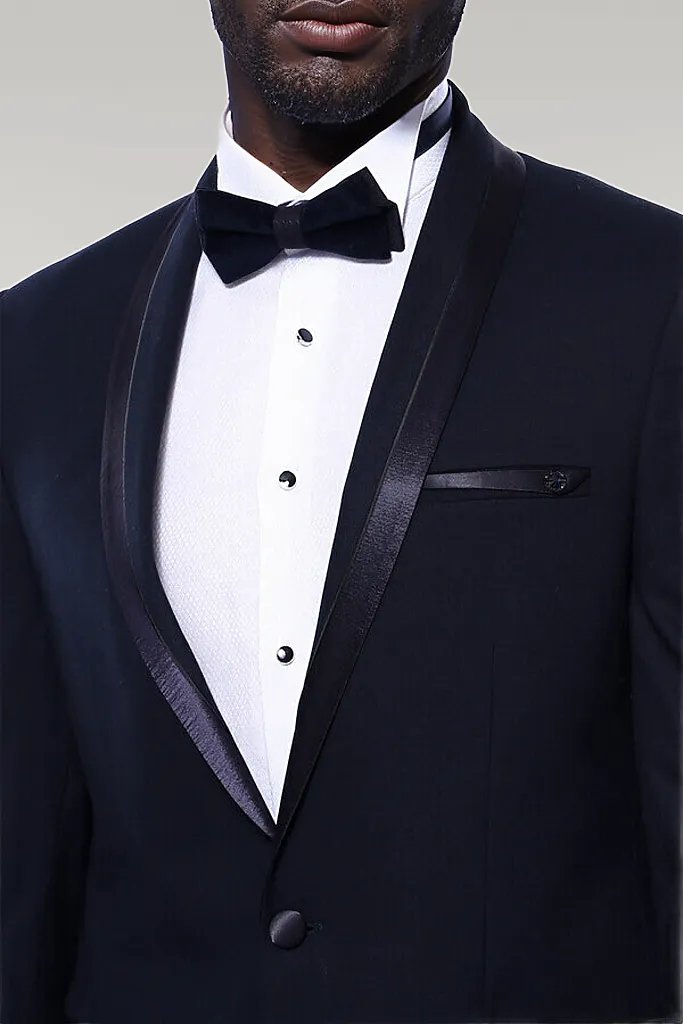 Shawl Lapel Dark Blue Tuxedo Suit | Wessi