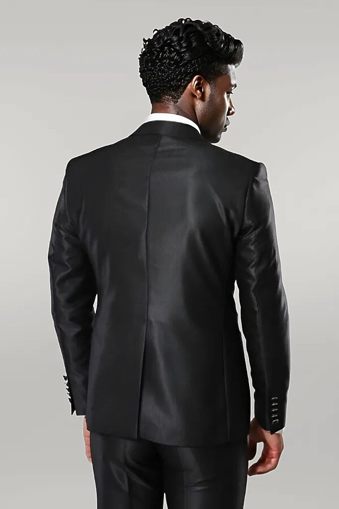 Traje negro brillante para hombre - Wessi