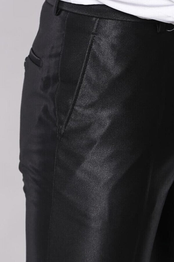 Traje negro brillante para hombre - Wessi