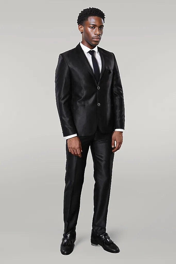 Shiny Black Men's Suit - Wessi