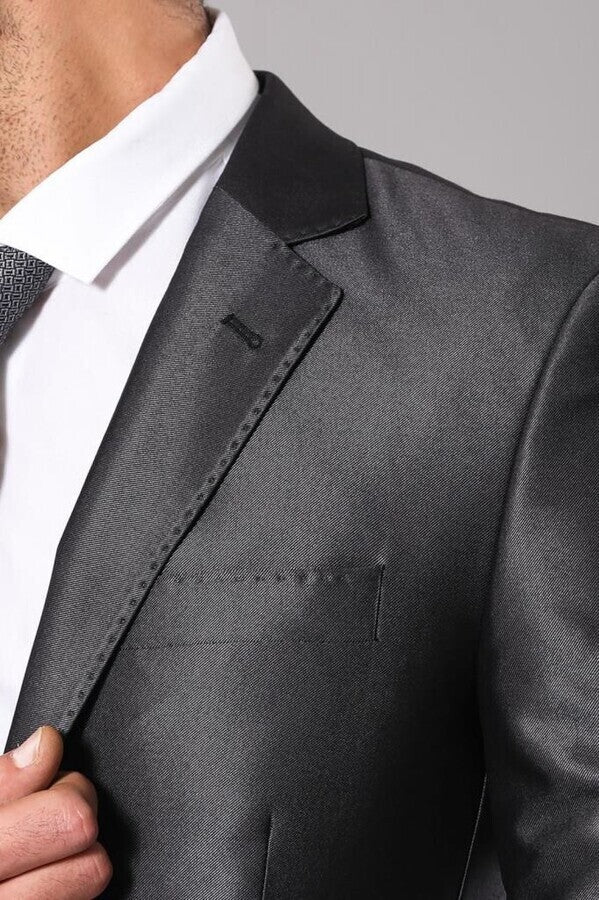 Shiny Charcoal Men's Suit | Wessi