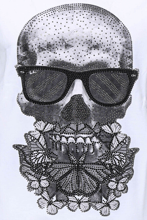 Skull Printed White Sweatshirt - Wessi