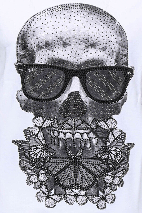 Sweat-shirt blanc imprimé tête de mort - Wessi