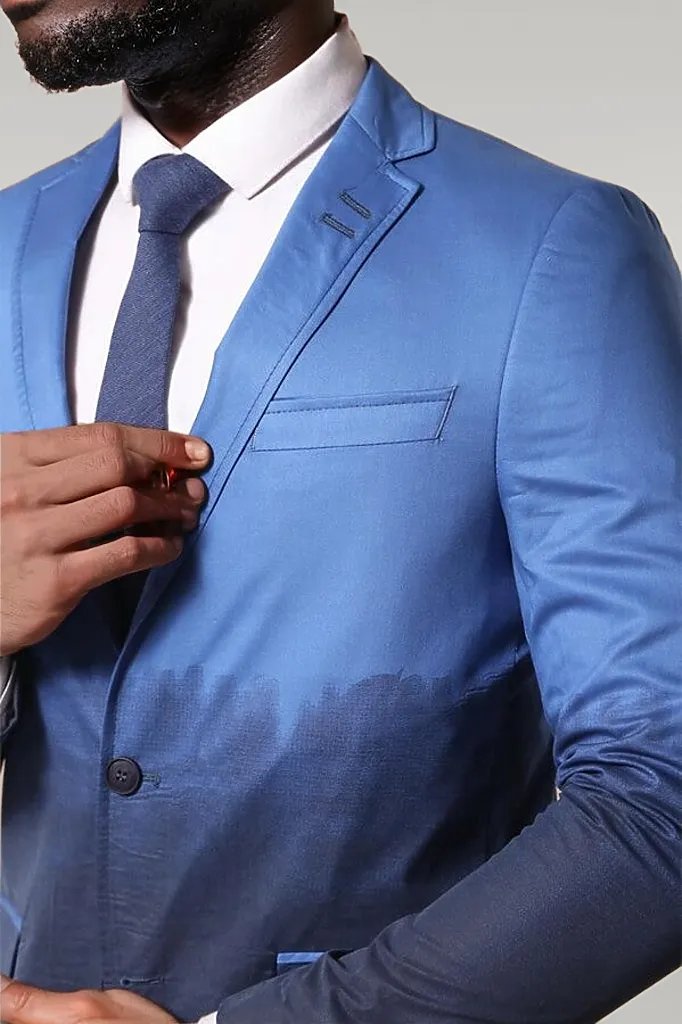 Blazer bleu en coton coupe slim - Wessi