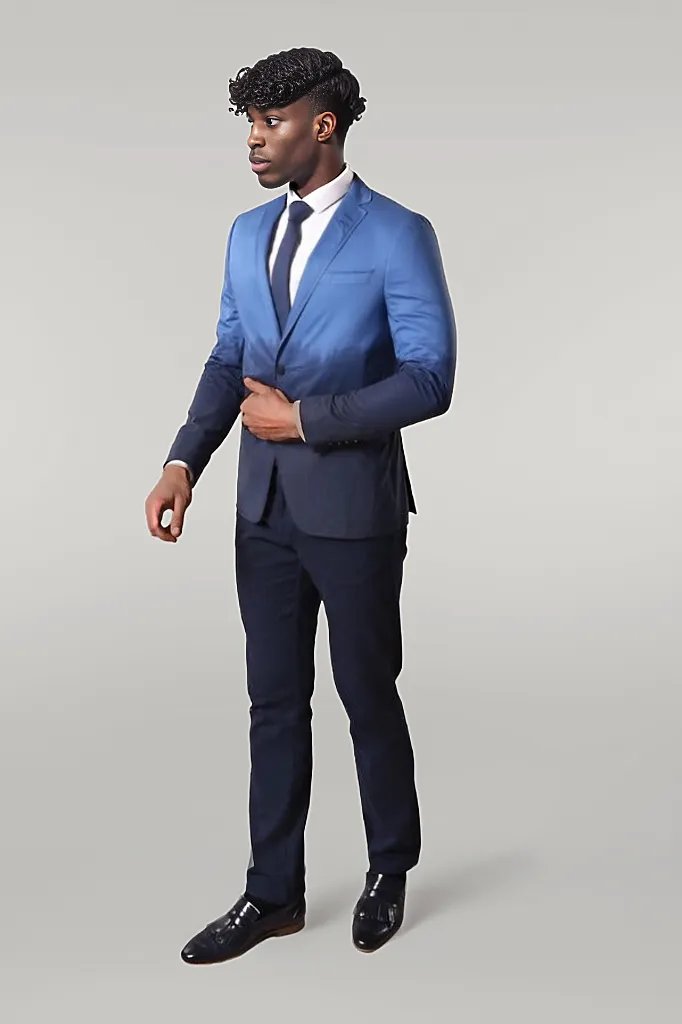 Blazer bleu en coton coupe slim - Wessi