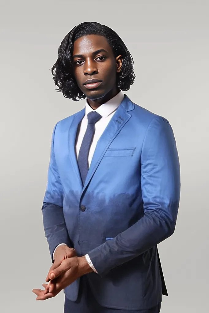 Blazer bleu en coton coupe slim - Wessi