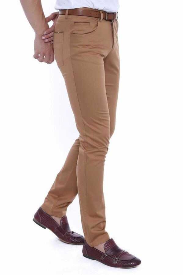 Pantalon Slim Fit en coton marron pour homme - Wessi