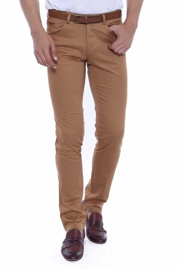 Pantalon Slim Fit en coton marron pour homme - Wessi