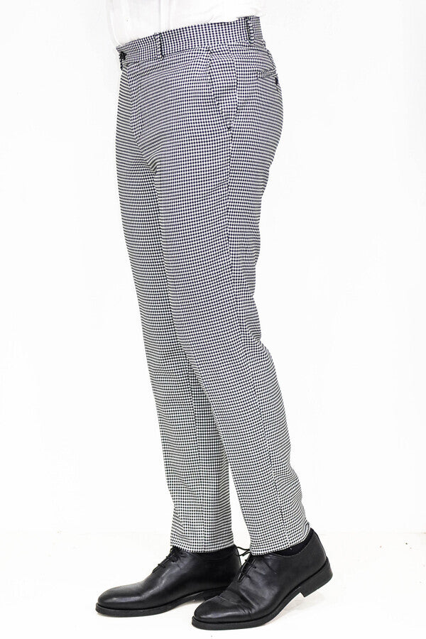 Pantaloni da uomo grigi con motivo pied de poule slim fit - Wessi