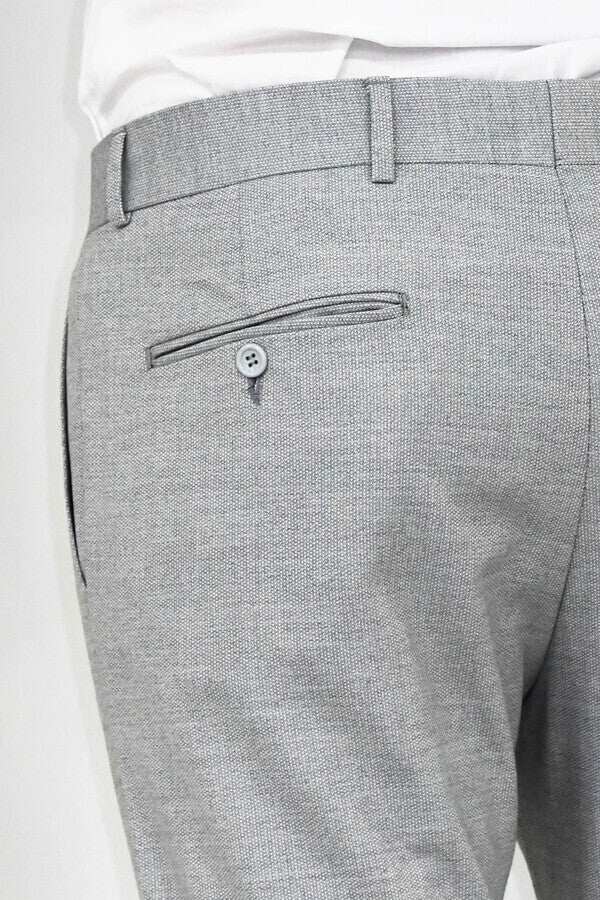 Slim Fit Patterned Grey Men Pants - Wessi