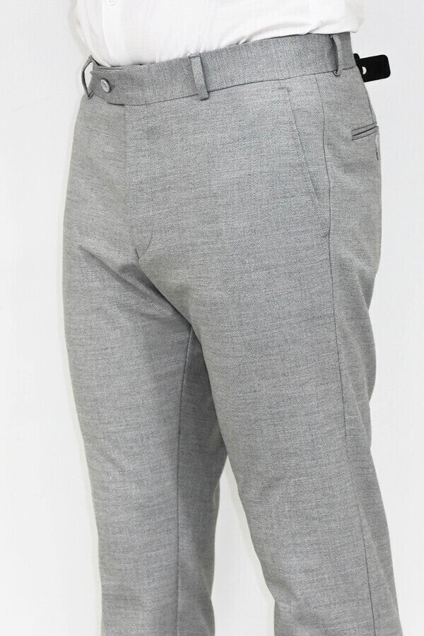 Slim Fit Patterned Grey Men Pants - Wessi
