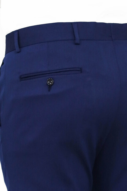 Pantalones azules lisos de corte entallado para hombre - Wessi