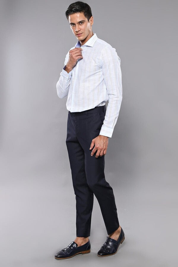 Pantalon Homme Slim Fit Uni Bleu Marine - Wessi