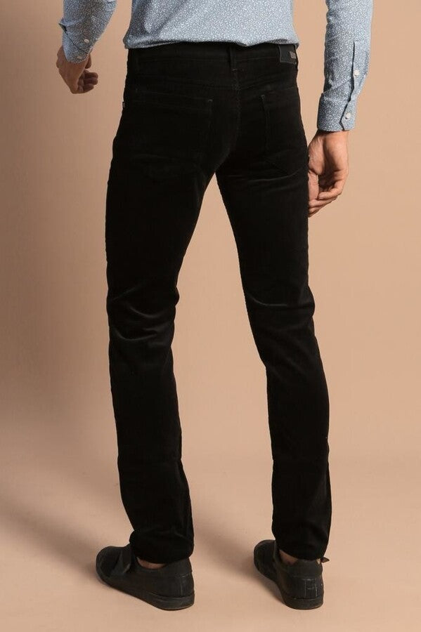 Pantaloni da uomo neri in velluto slim fit - Wessi