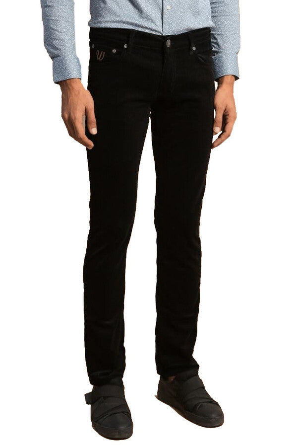 Pantaloni da uomo neri in velluto slim fit - Wessi