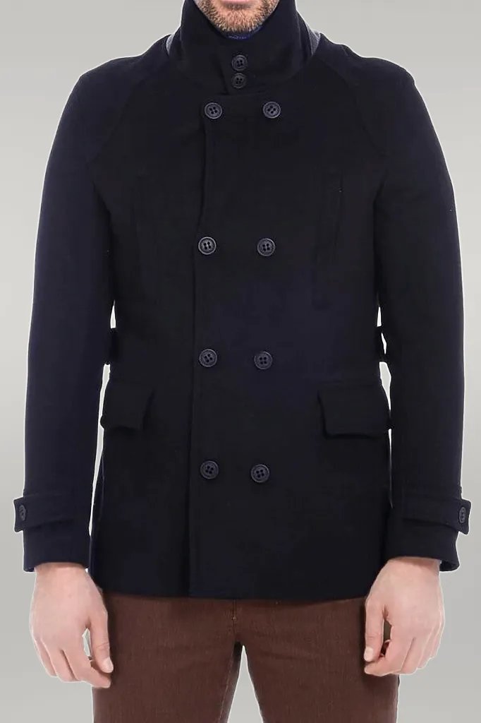 Standing Collar Cachet Short Black Men Coat - Wessi