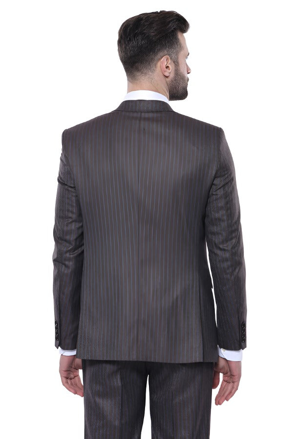Striped Brown Vested Suit | Wessi