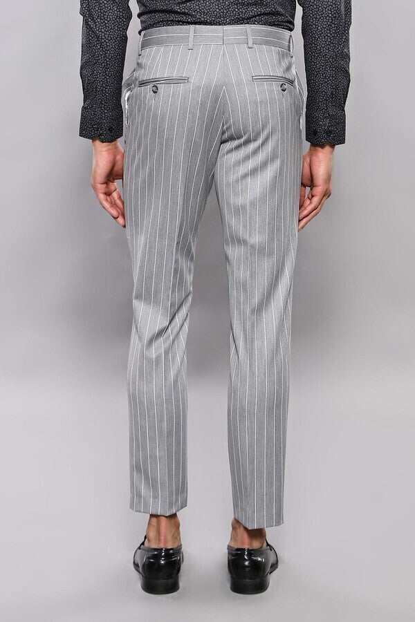 Striped Grey Men Trousers - Wessi