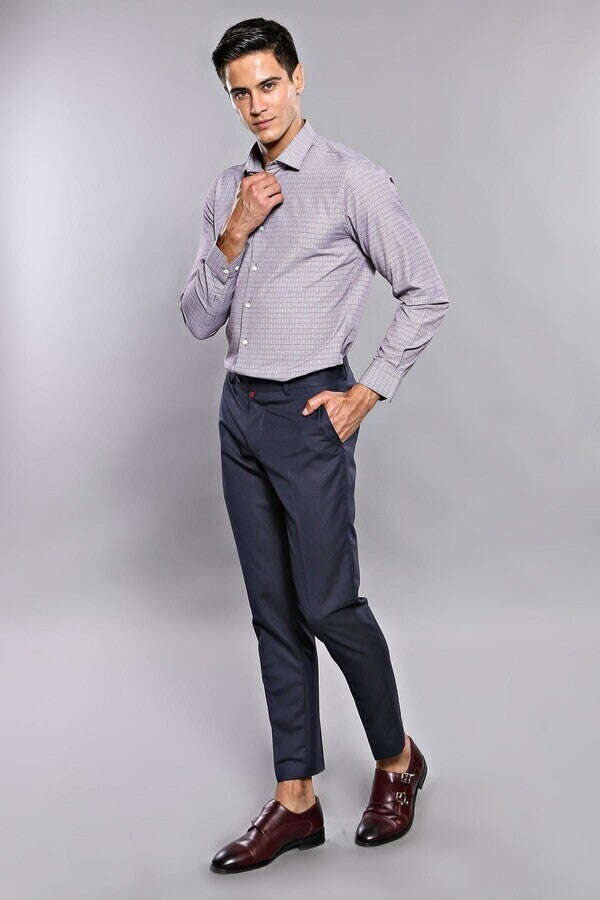 Striped Navy Blue Men Trousers - Wessi