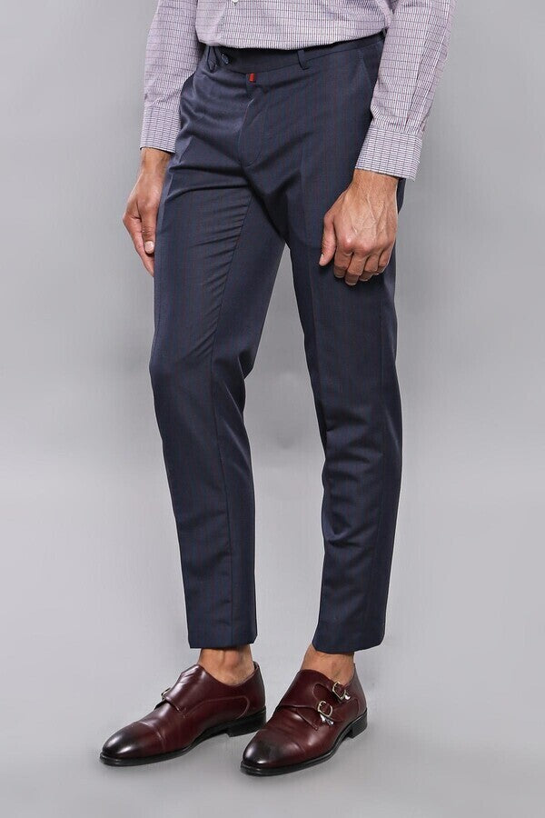 Striped Navy Blue Men Trousers - Wessi
