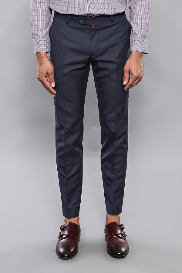 Pantaloni da uomo blu navy a righe - Wessi