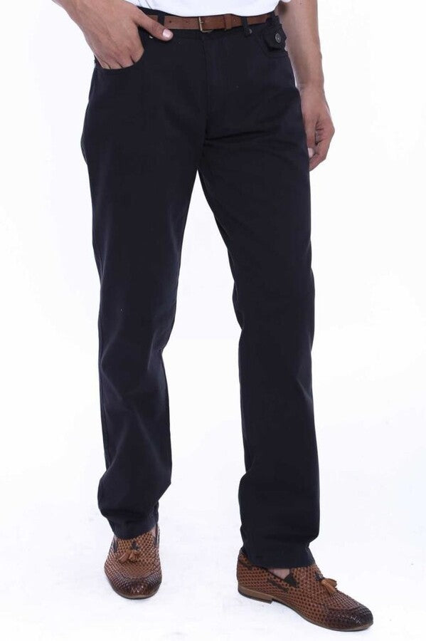 Suede Plain Covered Pocket Black Men Pants - Wessi