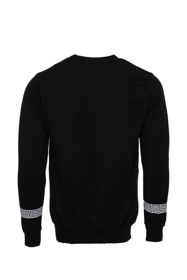 Hooded Silver Grey Tiger Patterned Black Slim Fit Sweatshirt Wessi