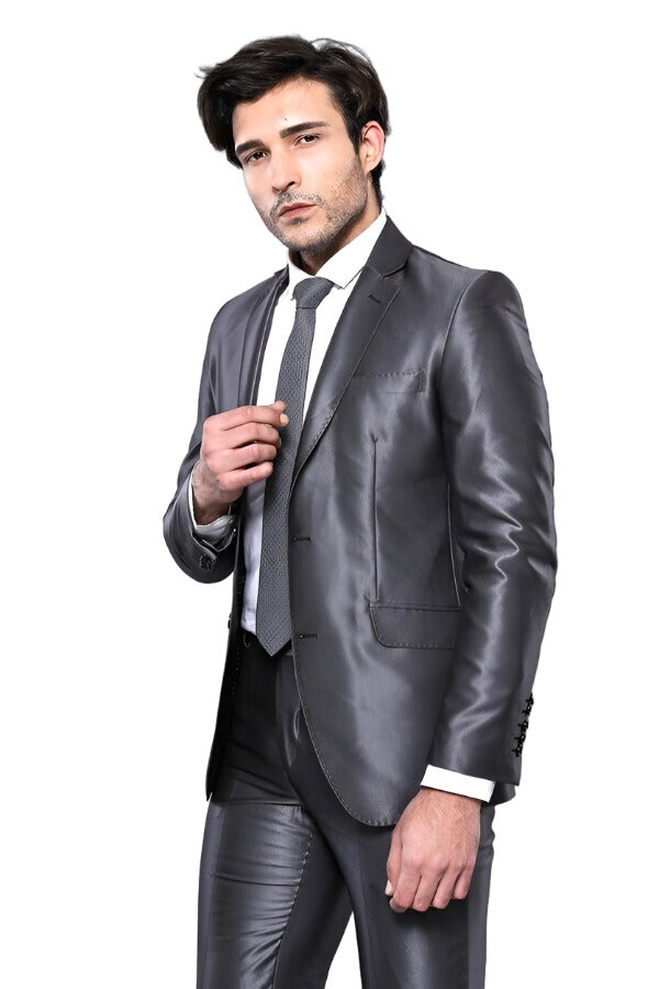 Two Buttons Shiny Fume Suit - Wessi