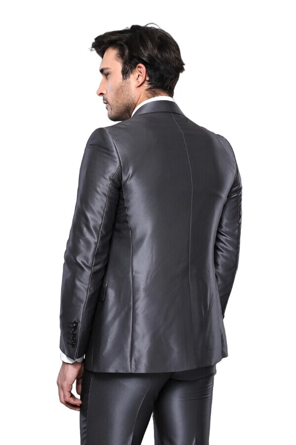 Two Buttons Shiny Fume Suit - Wessi