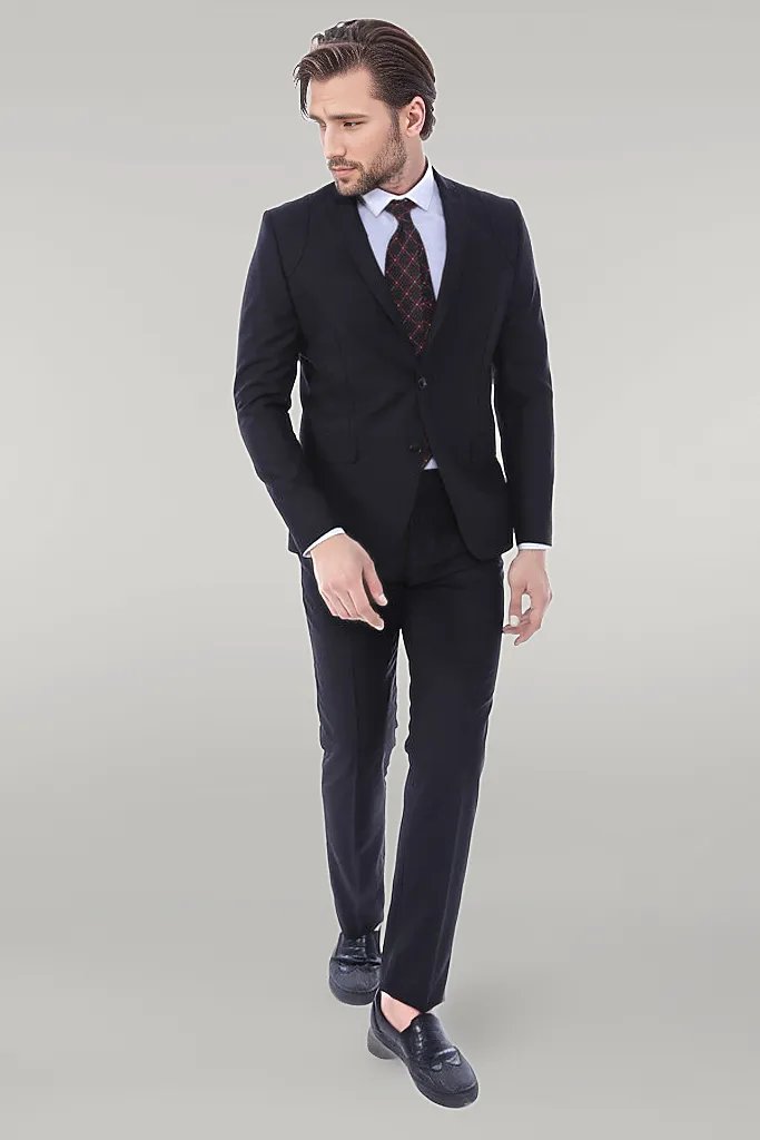 Two Piece Slim Fit Black Men Suit - Wessi