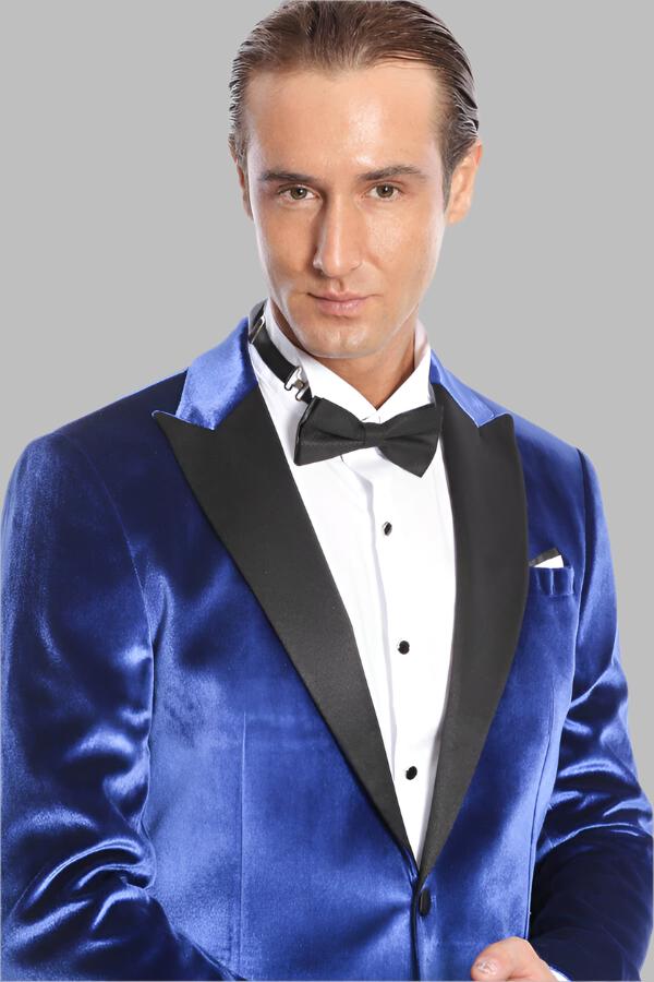Navy suede suit sales