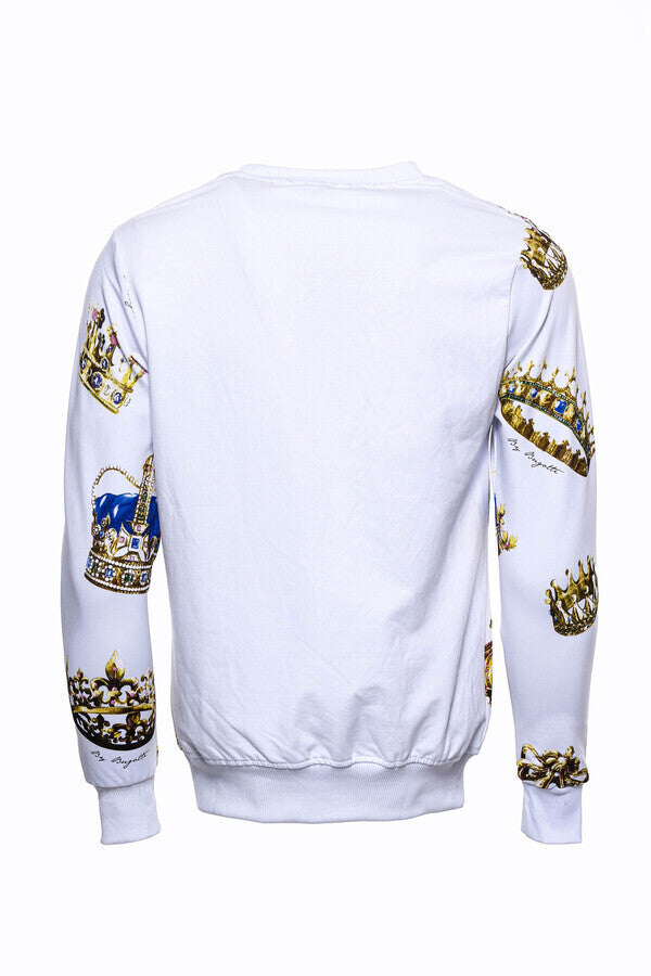 Felpa slim fit bianca a fantasia - Wessi