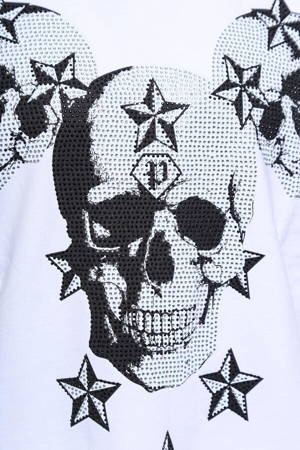 Sweat-shirt imprimé tête de mort blanche - Wessi