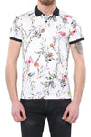 Polo Neck Floral Pattern Yellow T-Shirt - Wessi
